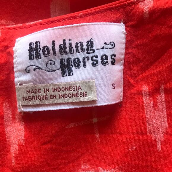 Anthropologie Holding Horses Orange Short Sleeve Tunic Blouse w/ Pockets Size S - Picture 7 of 8